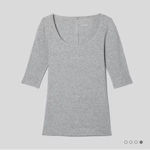 Everlane Pima Micro-Rib Short-Sleeve top tee Heather Gray xs